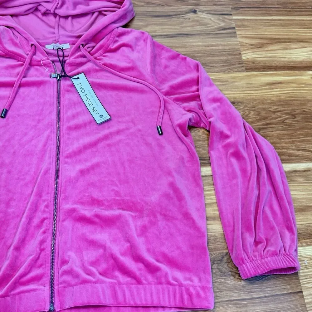 CABLE & GAUGE XL Velour Velvet 2pc Tracksuit Stretch Activewear Lounge Sport Set